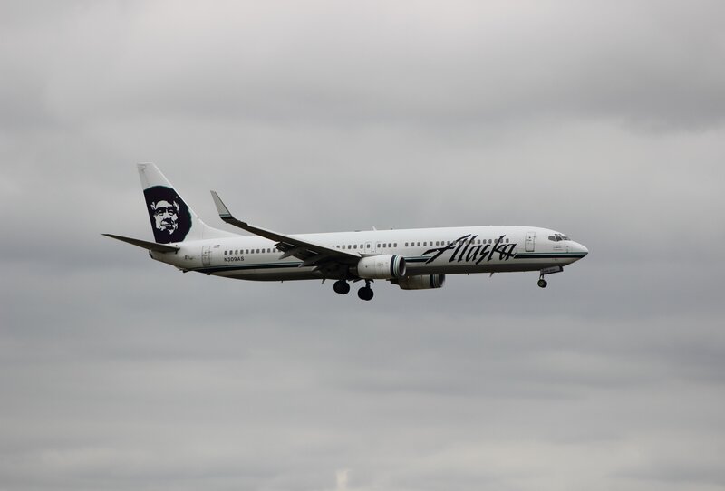 Alaska Airlines Plane — White, Overcast