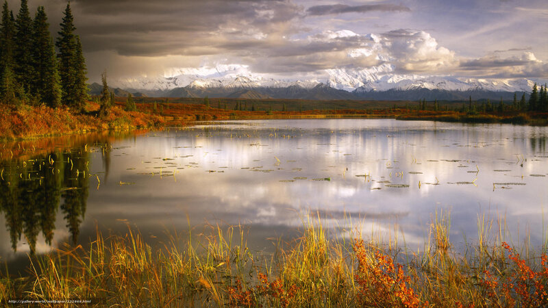 Alaskan lake with mountain reflection