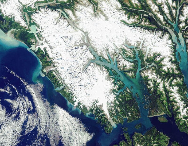 Alaskan mountain range from space