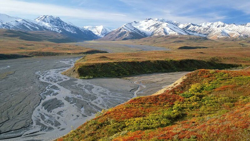 Alaskan mountain river landscape