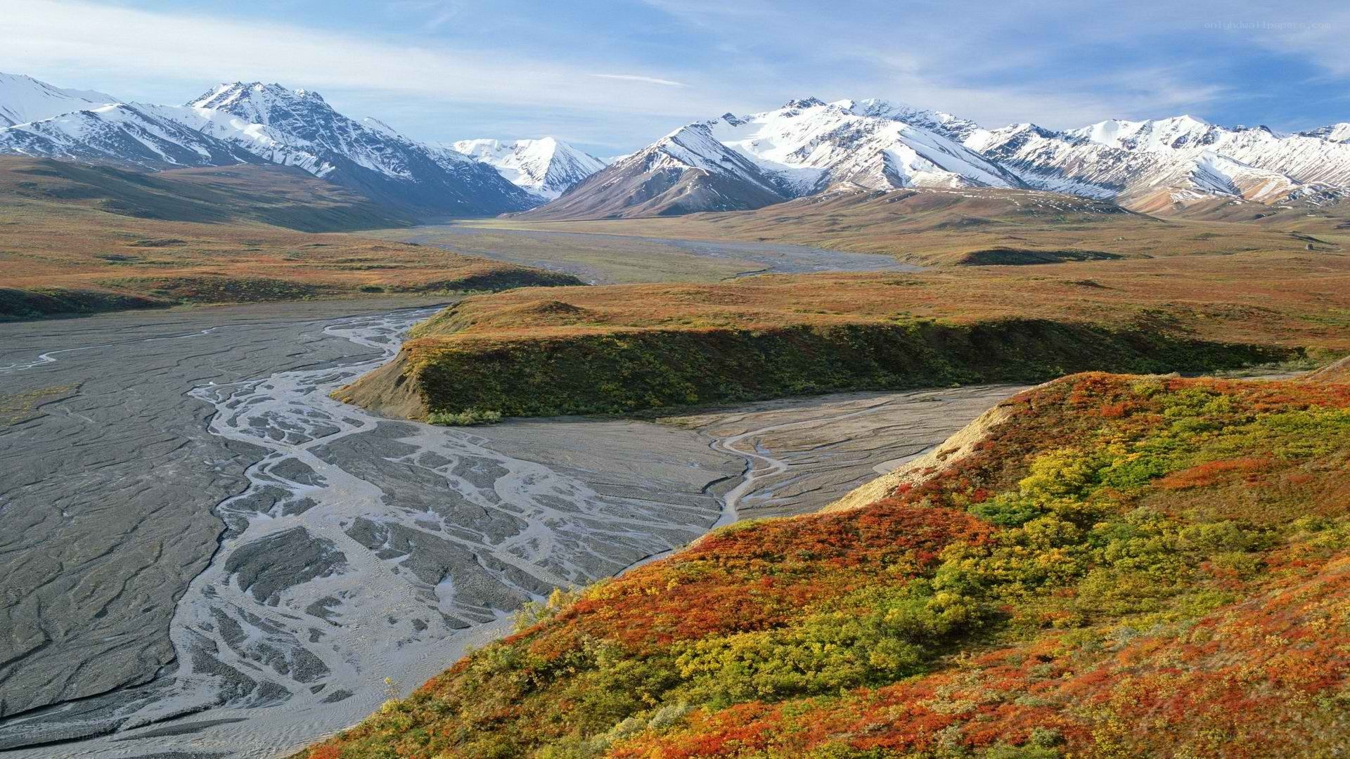 Alaskan mountain river landscape