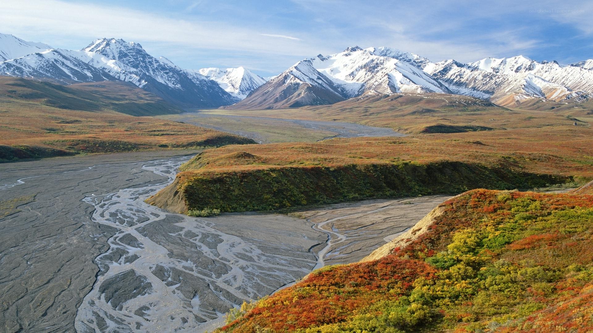 Alaskan mountain river landscape