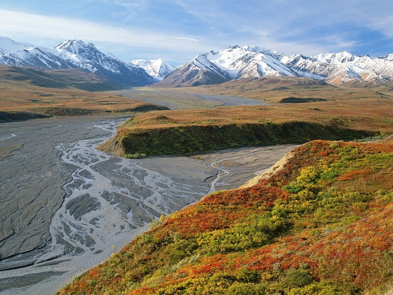 Alaskan mountain river landscape