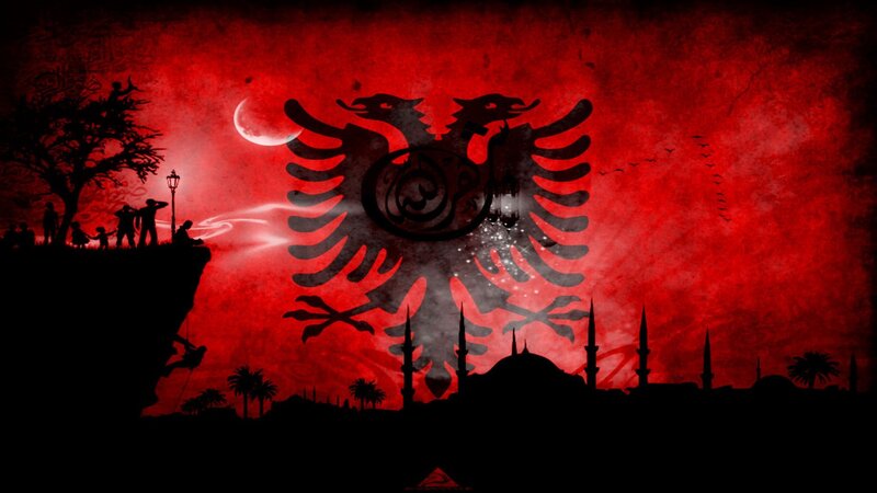 Albanian Double-headed Eagle — Red, Dramatic