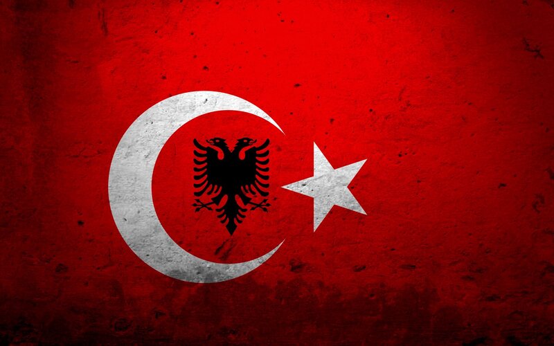 Albanian Flag on Red