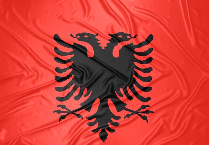 Albanian flag waving