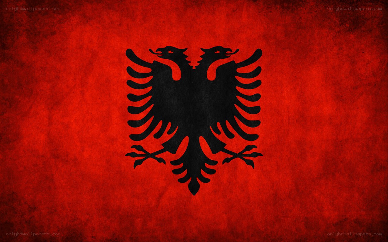 Albanian flag with double-headed eagle