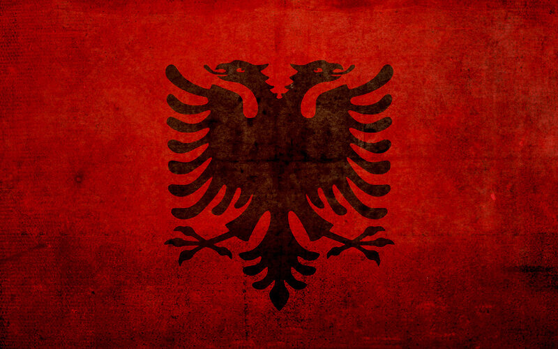 Albanian flag with grunge texture