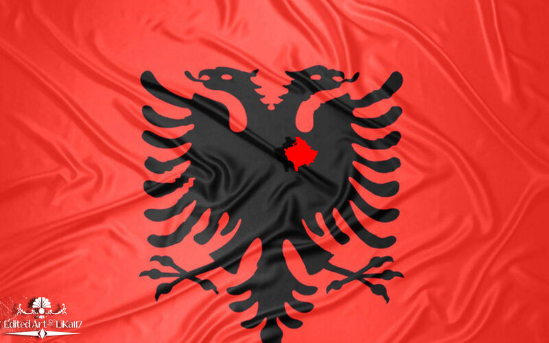 Albanian Flag with Kosovo