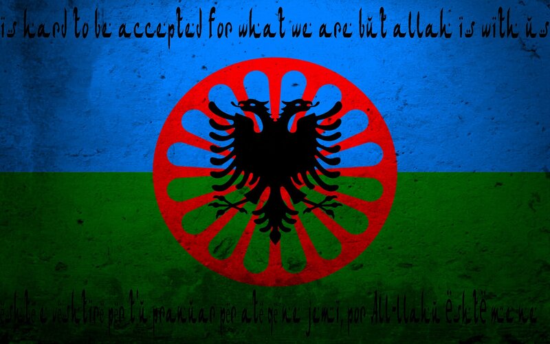 Albanian flag with text