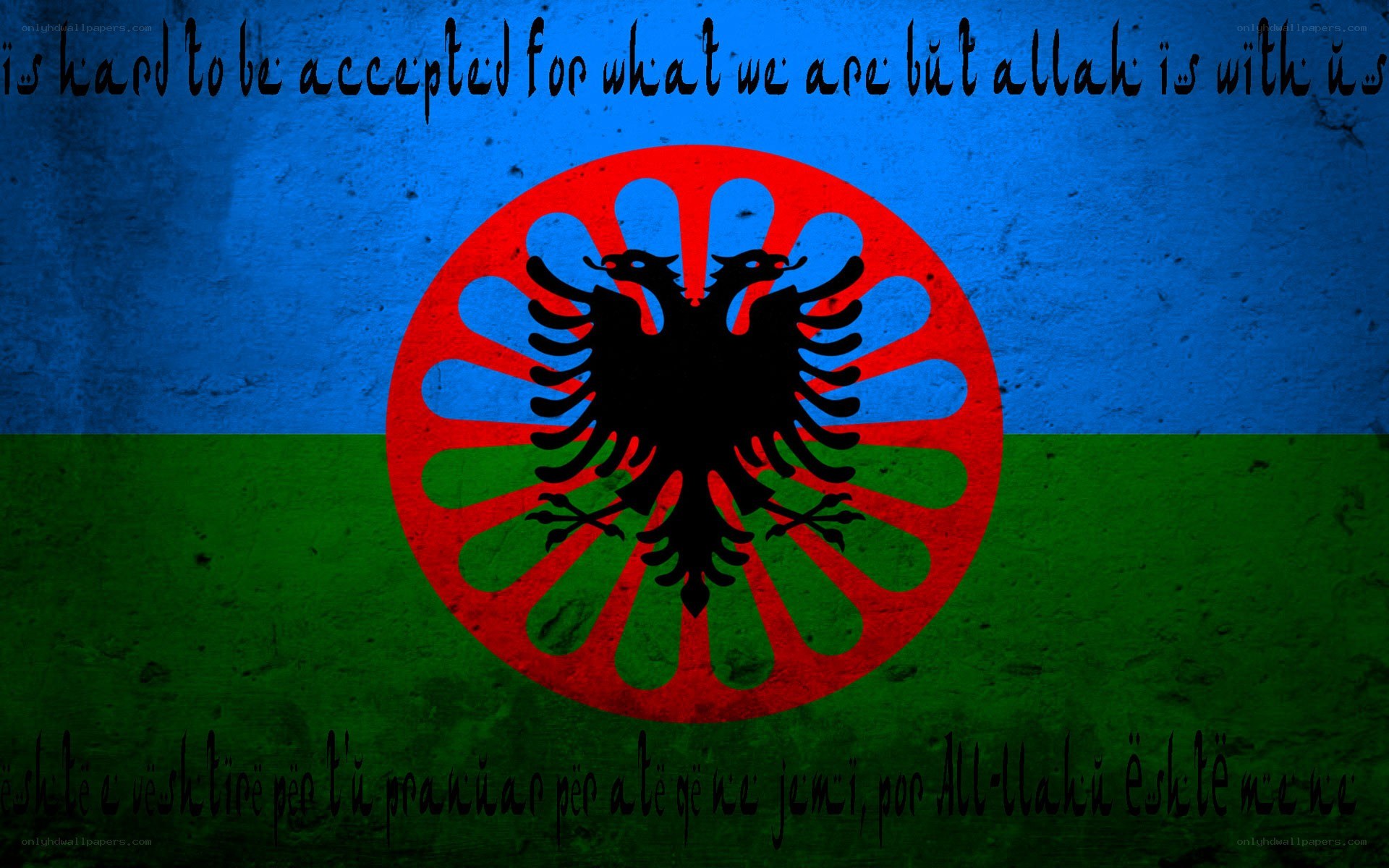 Albanian flag with text