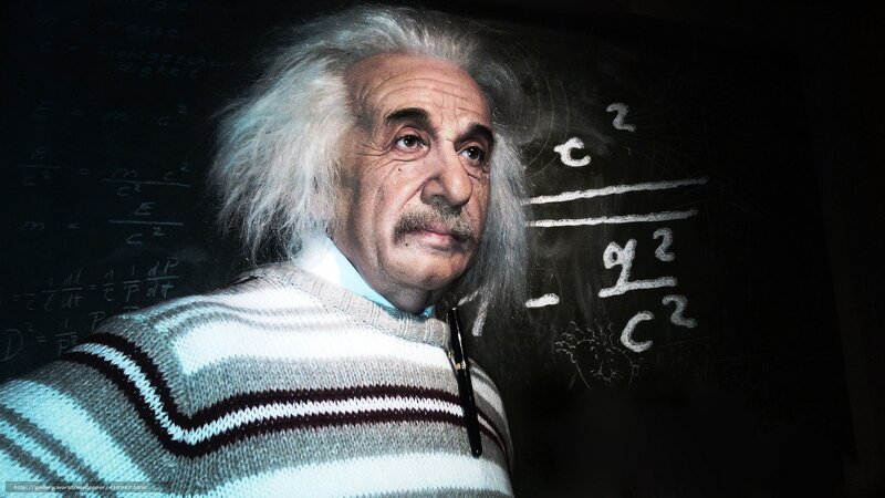 Albert Einstein at blackboard