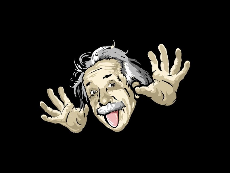 Albert Einstein Cartoon — Black
