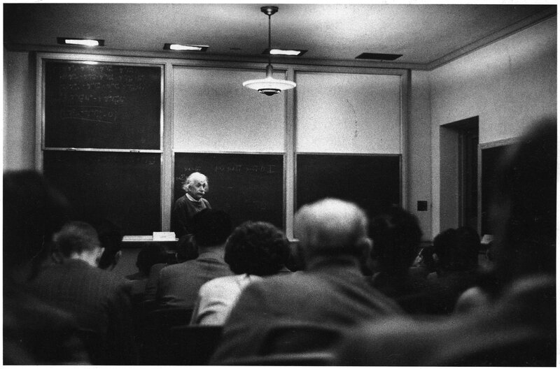 Albert Einstein lecturing