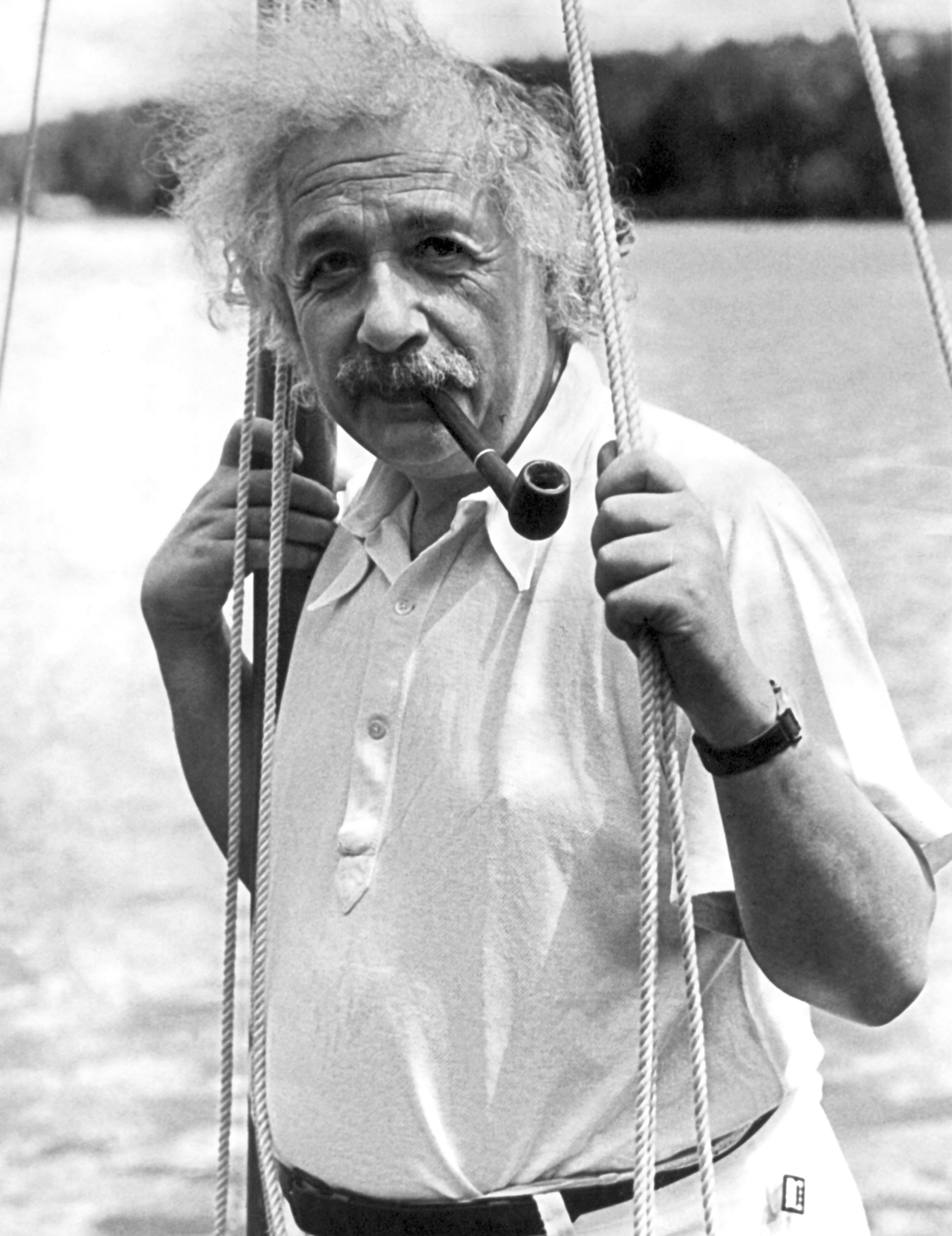 Albert Einstein on a boat