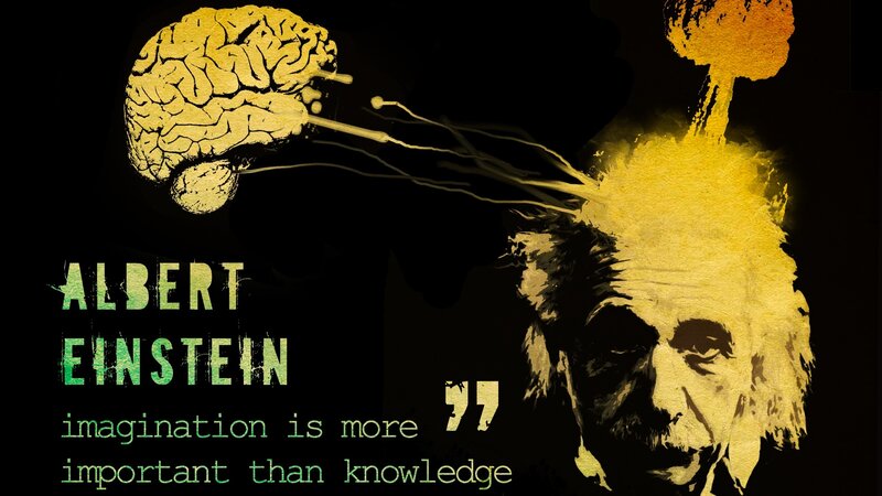 Albert Einstein Portrait — Black, Dramatic, Illustration