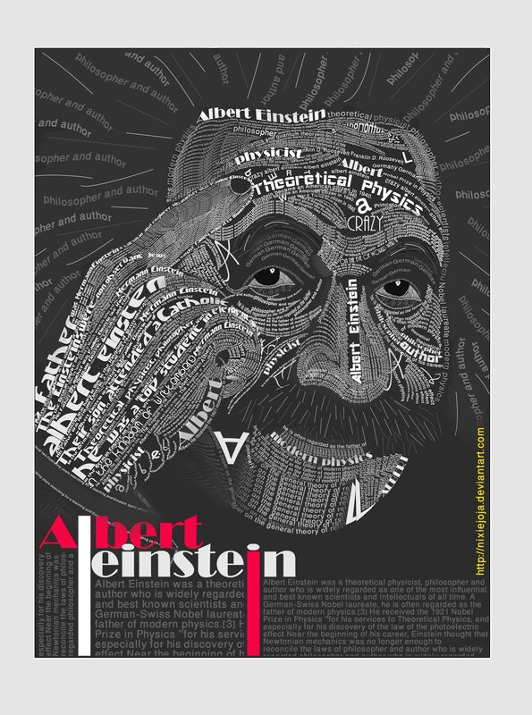 Albert Einstein Portrait — Black, Intellectual
