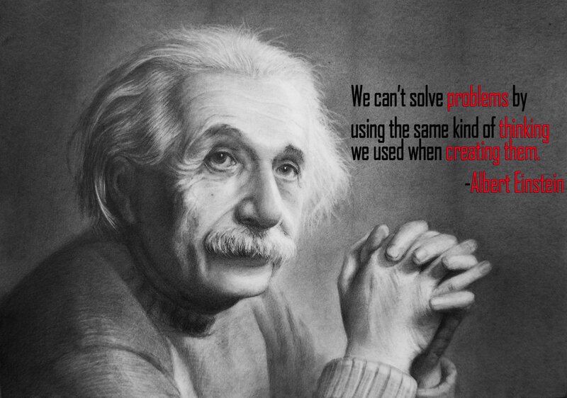 Albert Einstein Portrait — Black, Thoughtful, Illustration