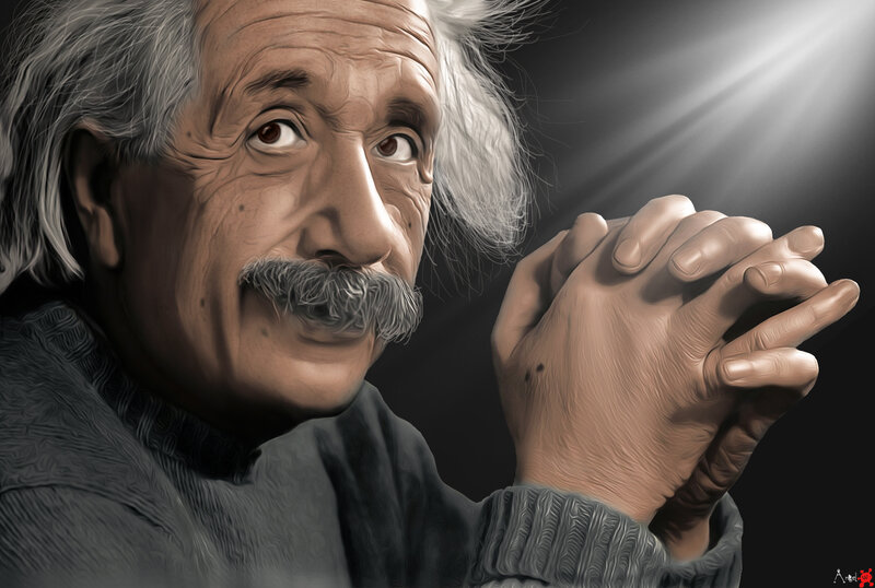 Albert Einstein Portrait — Gray, Dramatic