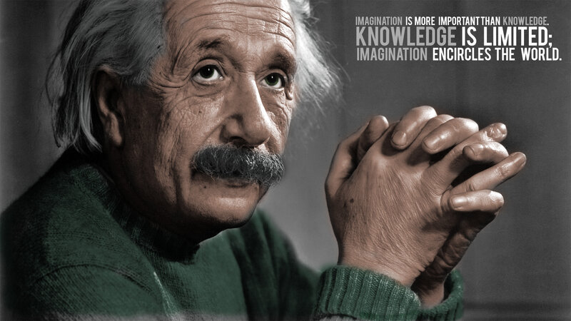 Albert Einstein Portrait — Green, Thoughtful