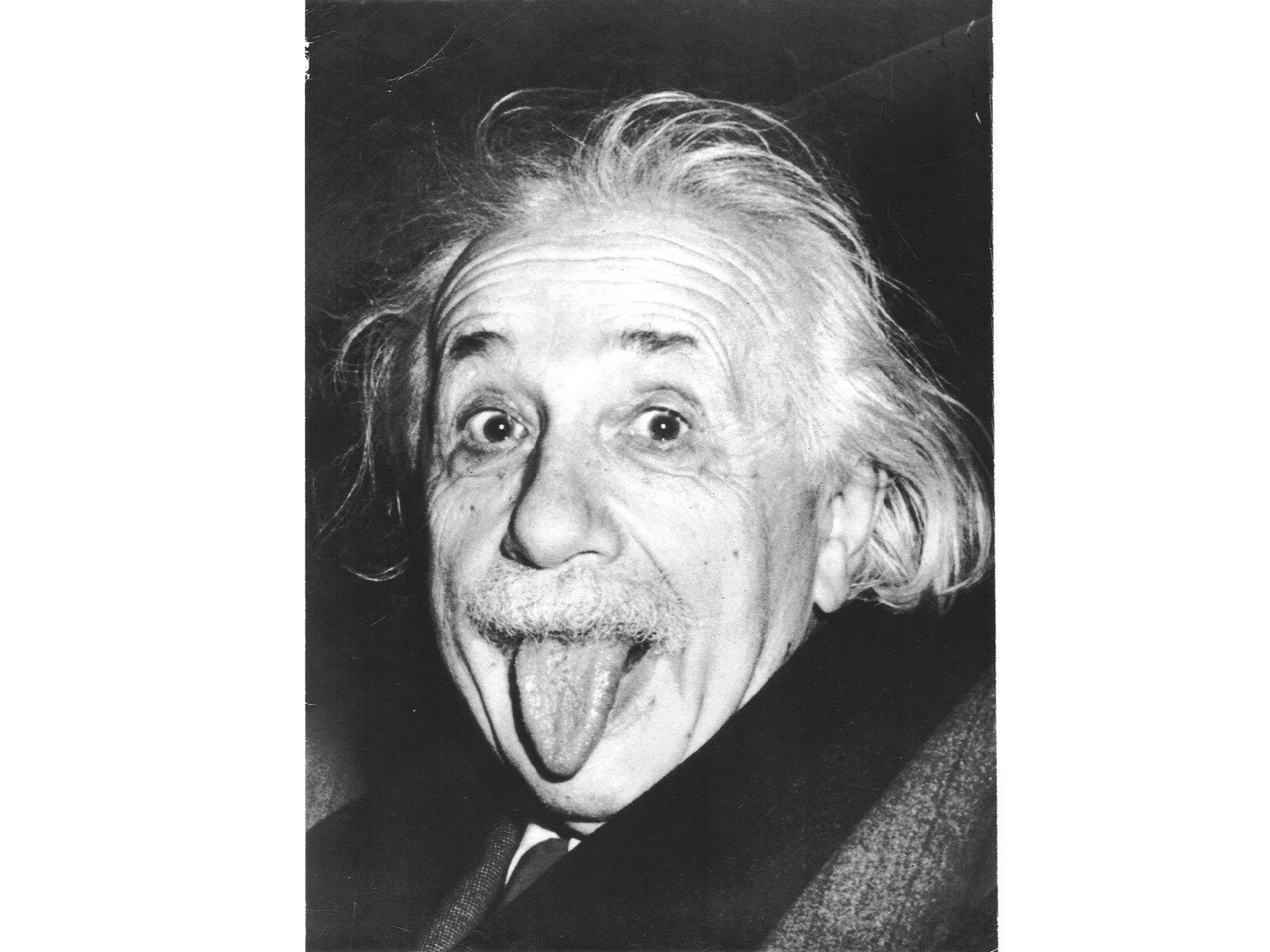 Albert Einstein sticking out his tongue