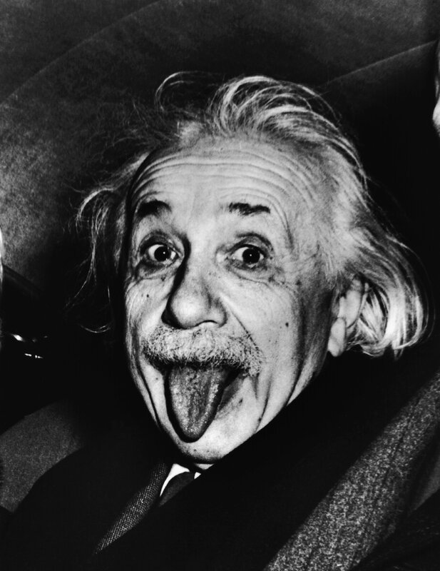 Albert Einstein sticking out his tongue