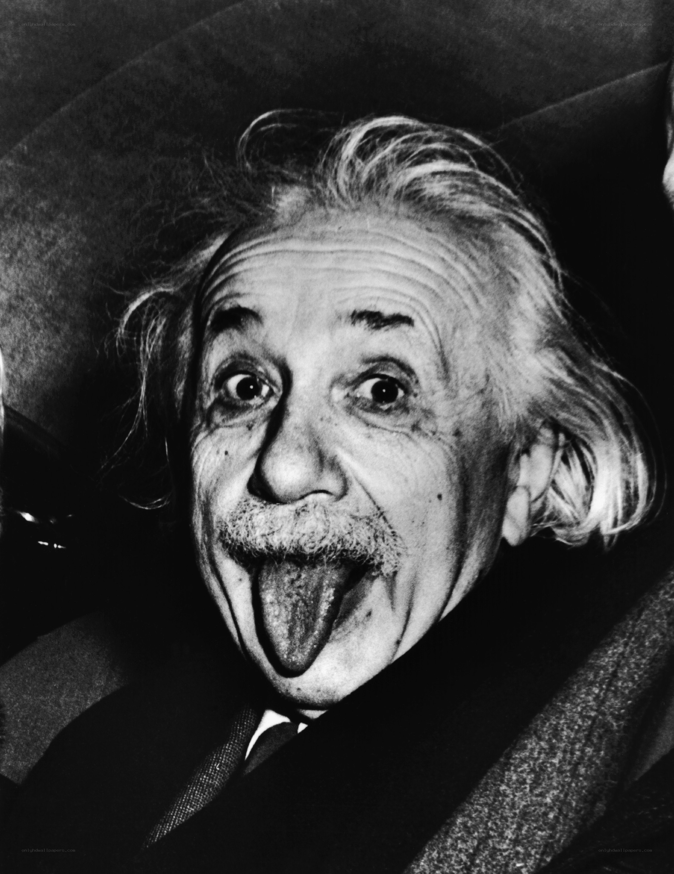 Albert Einstein sticking out his tongue
