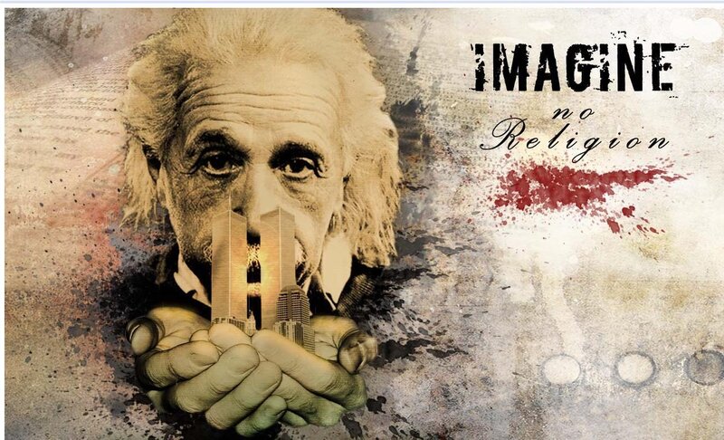 Albert Einstein with buildings