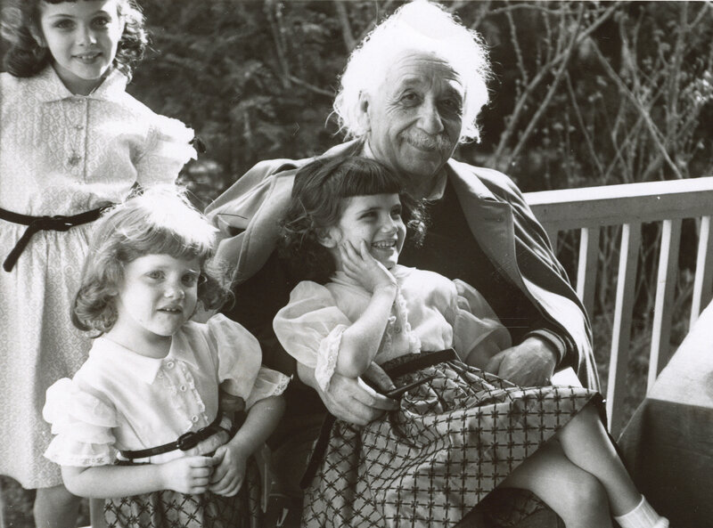 Albert Einstein with children