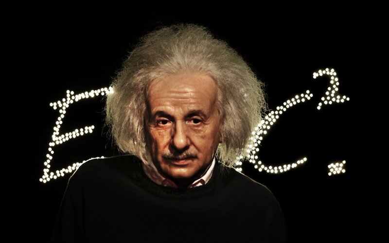 Albert Einstein with E=mc²