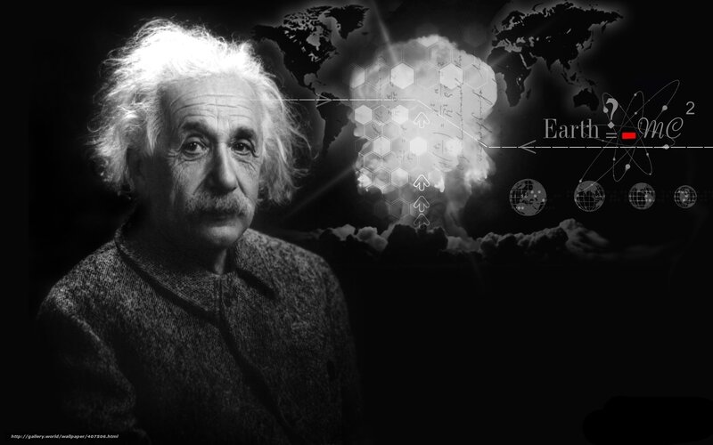 Albert Einstein with scientific symbols