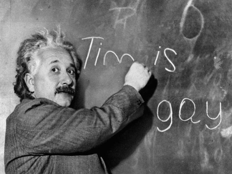 Albert Einstein Writing on Chalkboard