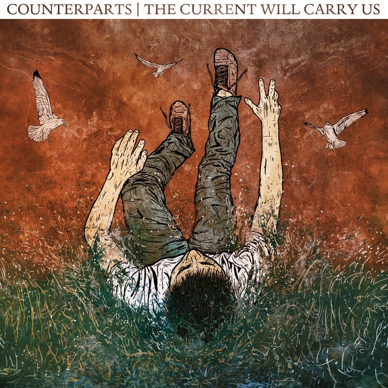 Album cover art with falling figure