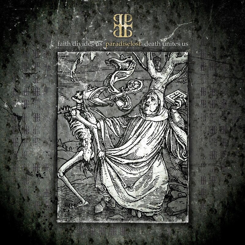 album cover with skeleton and monk
