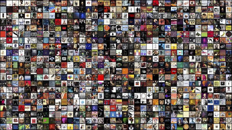 Album Covers Collage — Black, Busy, Illustration