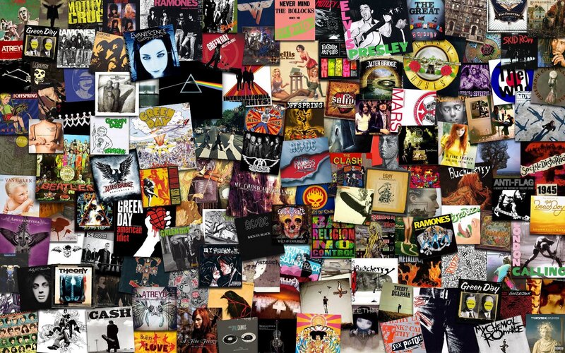 Album Covers Collage — Black, Chaotic, Illustration