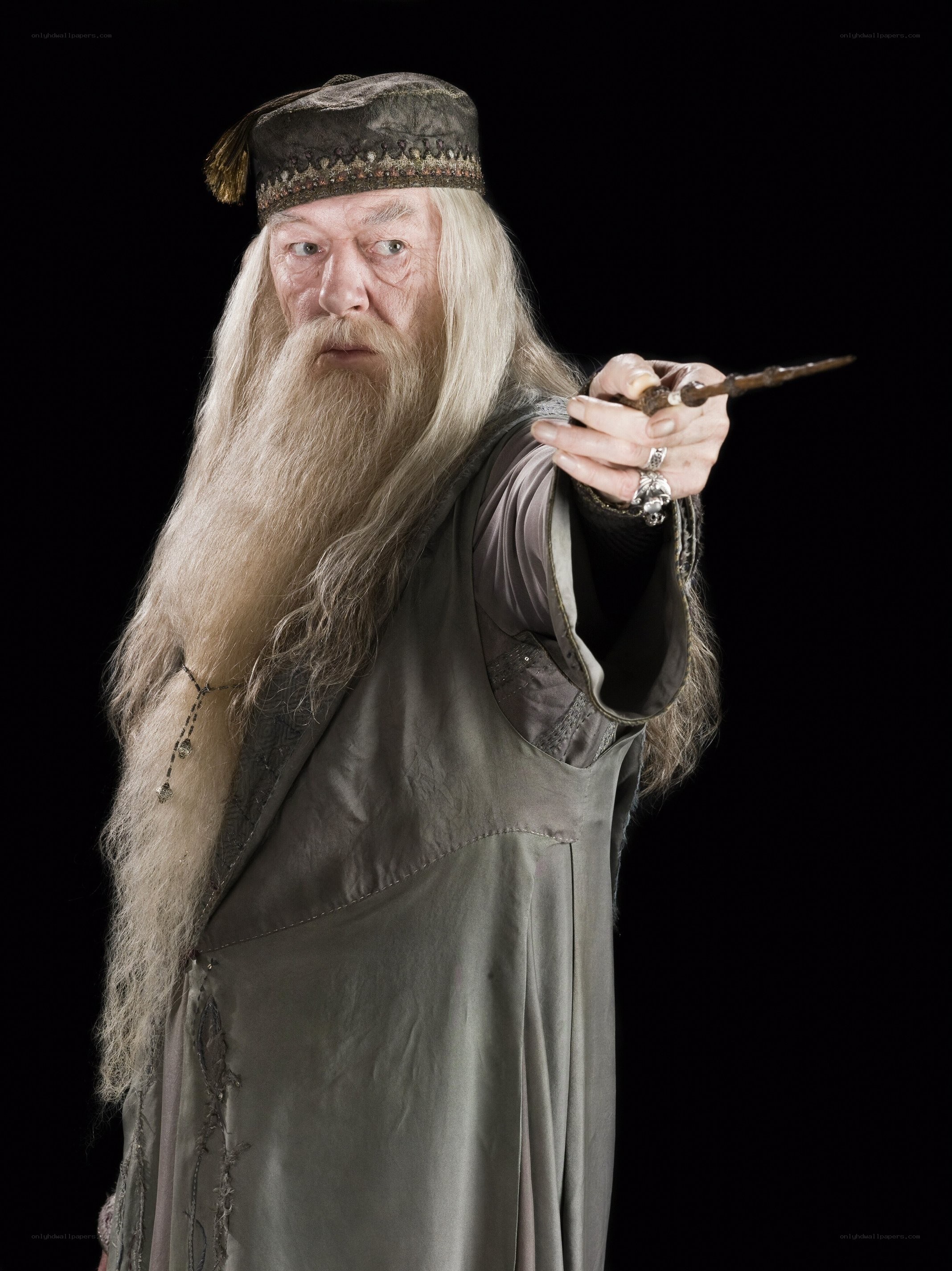 Albus Dumbledore holding wand