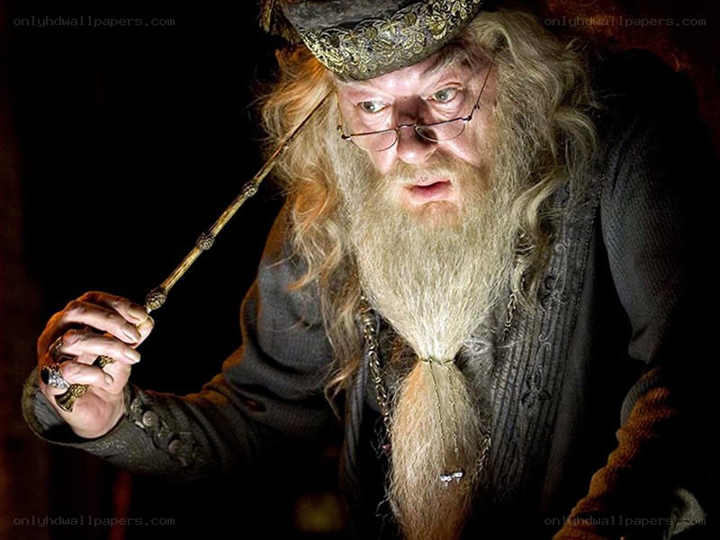 Albus Dumbledore holding wand