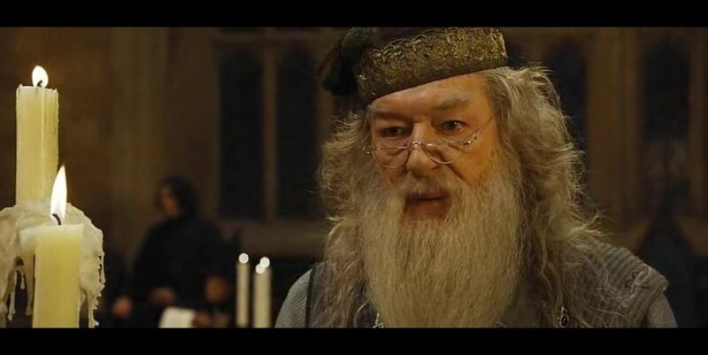 Albus Dumbledore in a candlelit hall