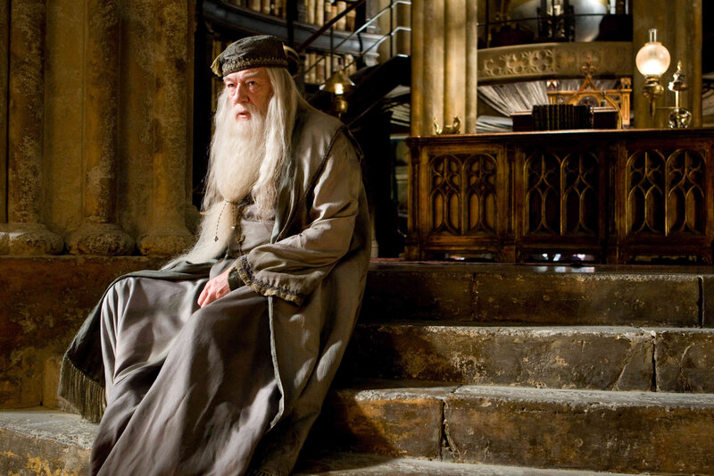 Albus Dumbledore sitting on steps