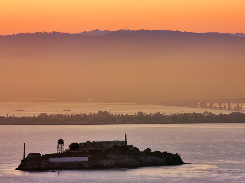 Alcatraz Island at sunset