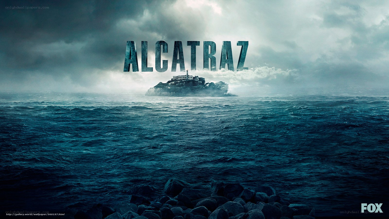 Alcatraz island in storm