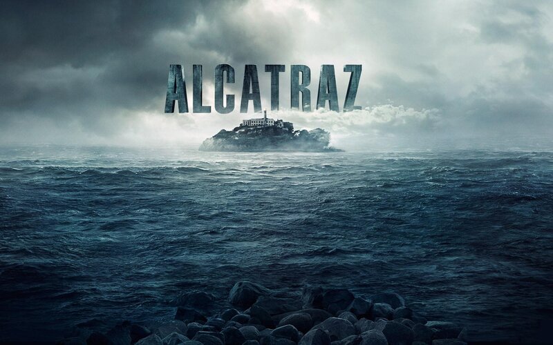 Alcatraz island in stormy sea