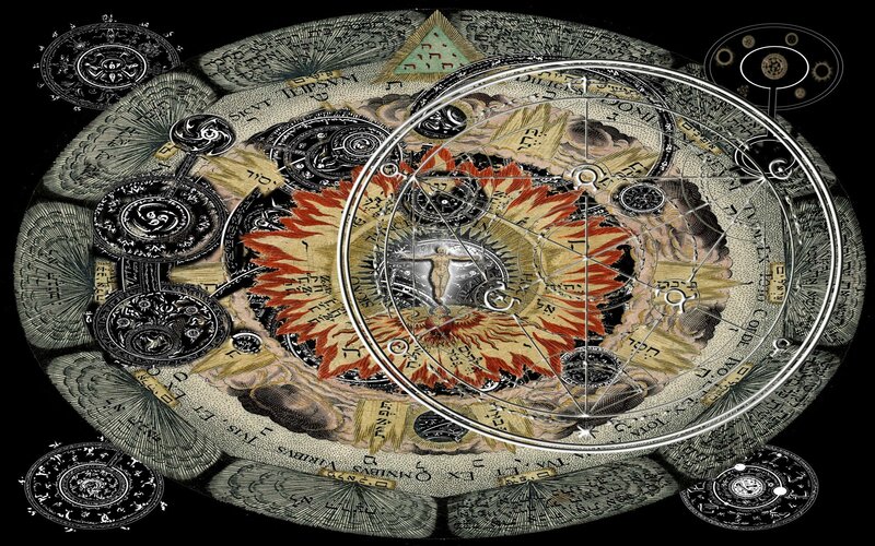 alchemical diagram with central figure