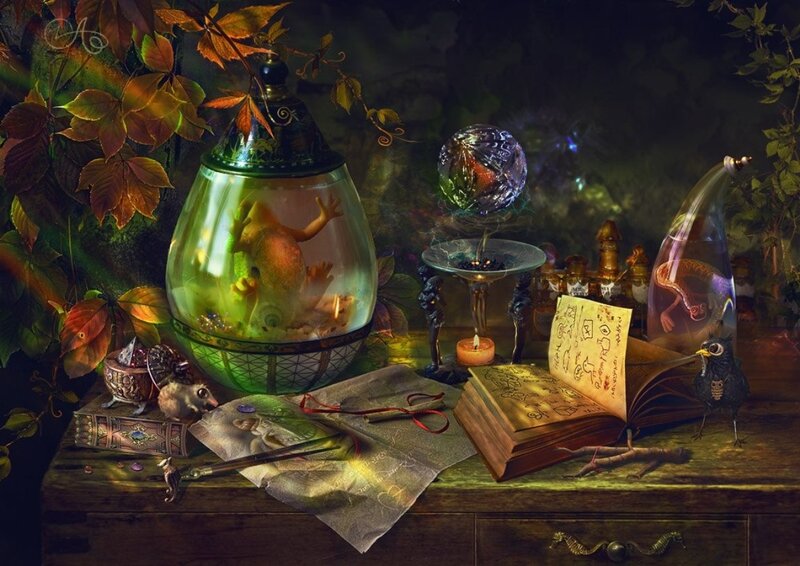 Alchemical Laboratory — Green, Mysterious, Night