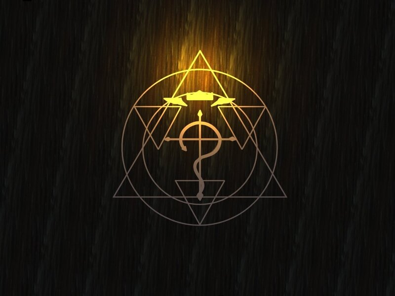 alchemical symbol on wood
