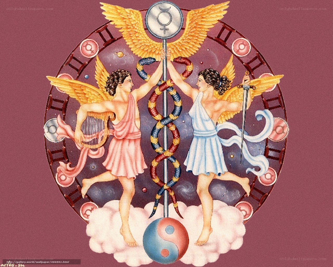 Alchemical symbol with angels