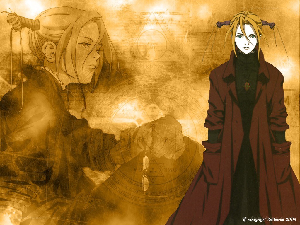 Alchemist characters with alchemy symbols