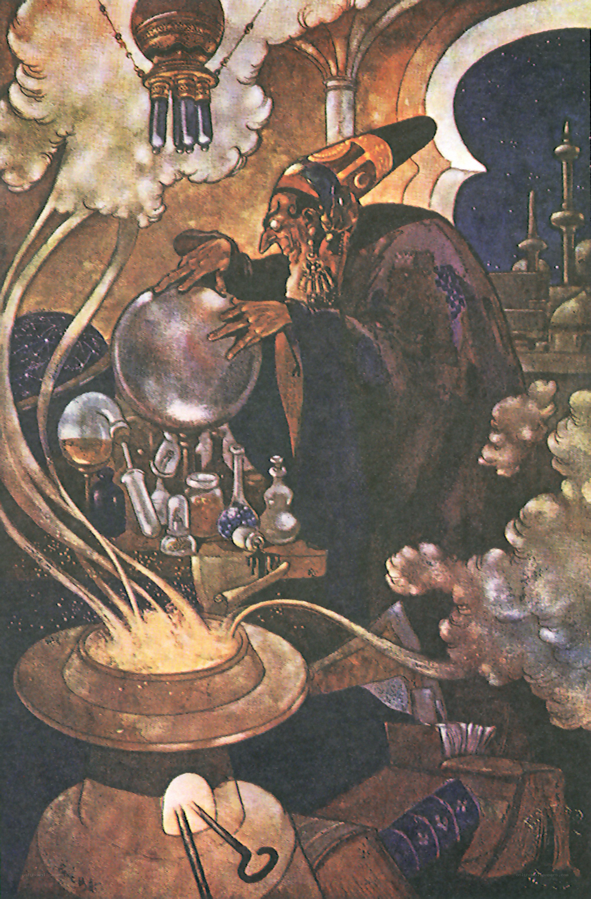 Alchemist in a laboratory