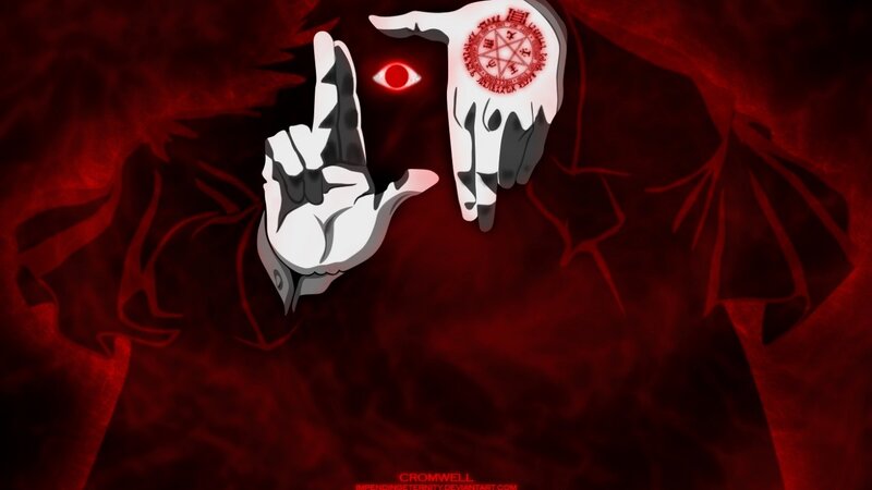 Alchemist's hands with red eye